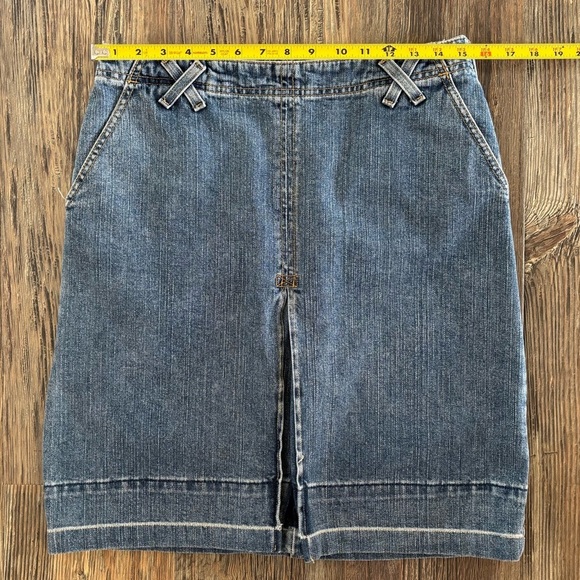 Levis Cavalry Jean Skirt Womens 8 Mis Blue Denim Side Zip Front Slit X Loops - Picture 5 of 10
